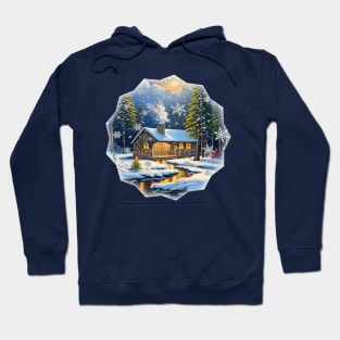 Winter Season Cabin in Snow Hoodie